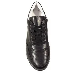 LUIGI TRAINI ?? MEN\'S BLACK LEATHER COMFORT SNEAKERS Luigi Traini | Shoes | Luigi Traini Mens Black Leather  main image 2